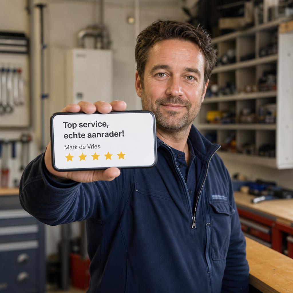 Klant geeft review op telefoon